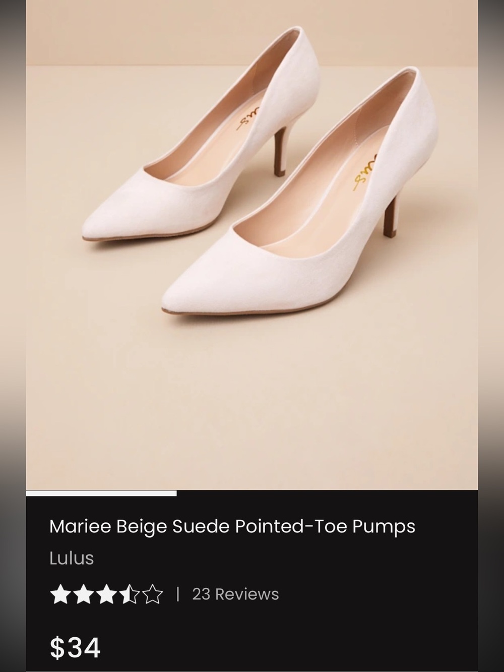 Lulu's Light Beige Suede Pointed-Toe Heels